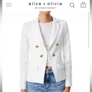 Alice + Olivia White Blazer with Gold Buttons